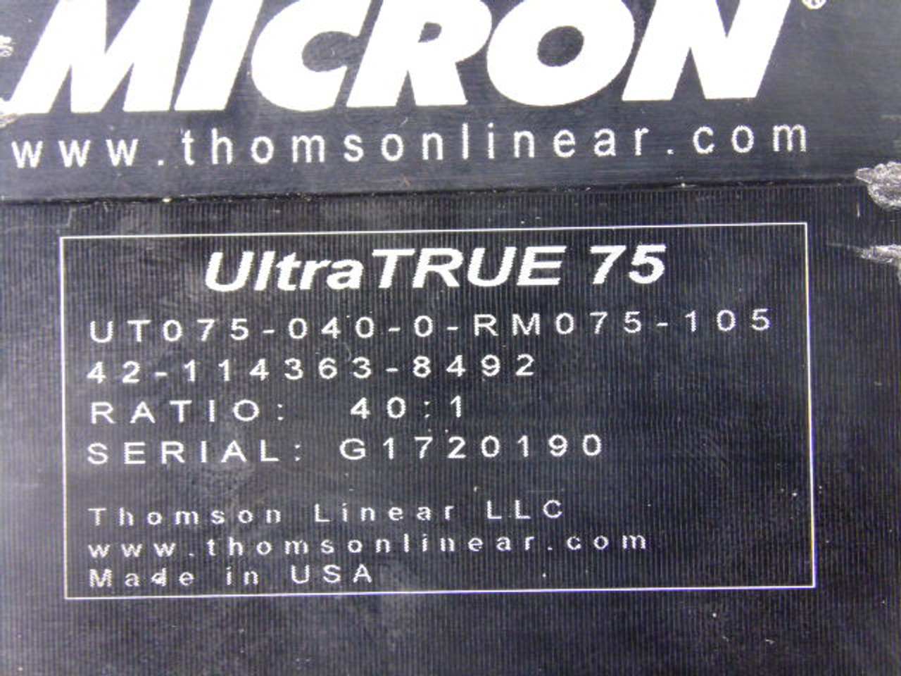 Thomson 42-114363-8492 Ultra True 75 Gear Head USED