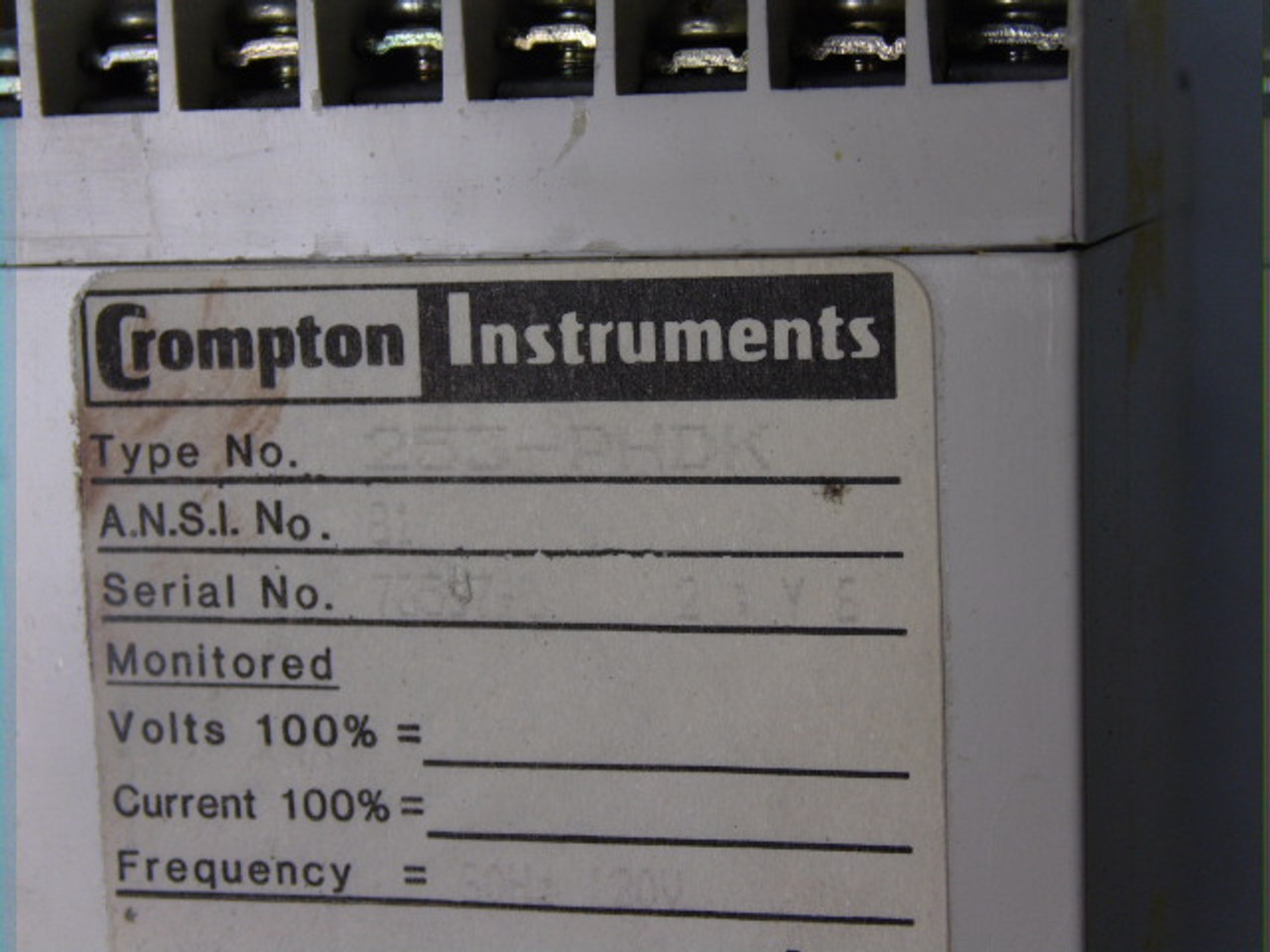 Crompton Instruments 253-PHDK Over/Under Relay 250mA Max Input USED