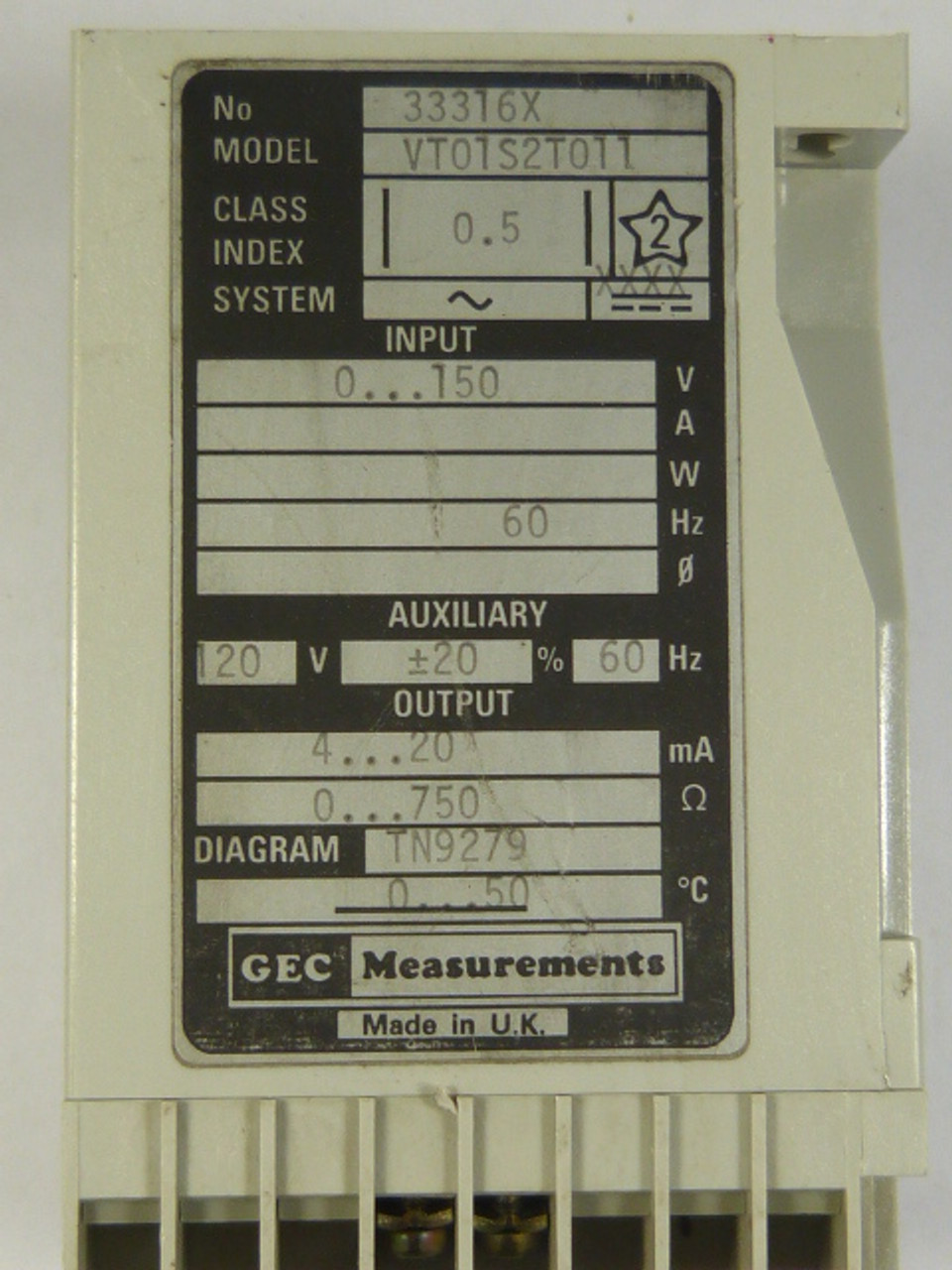 GEC VT01S2T011 Transducer 120V 60Hz ISTAT200 USED