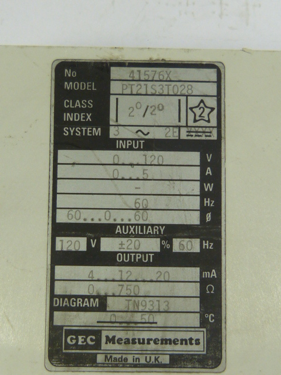 GEC PT21S3T028 Transducer 120V 60HZ 5A ISTAT200 USED