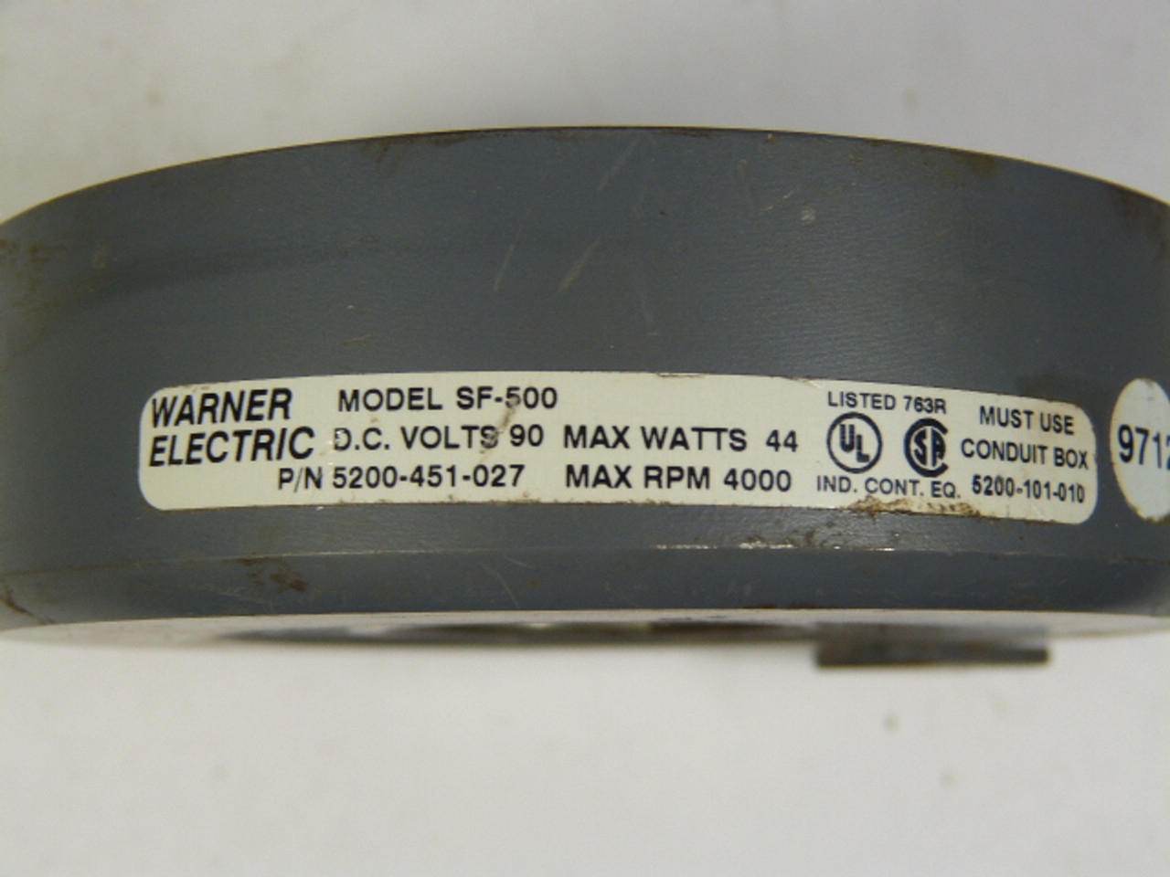 Warner 5200-451-027 Field & Bearing Assembly 90VDC 4000RPM 44W USED