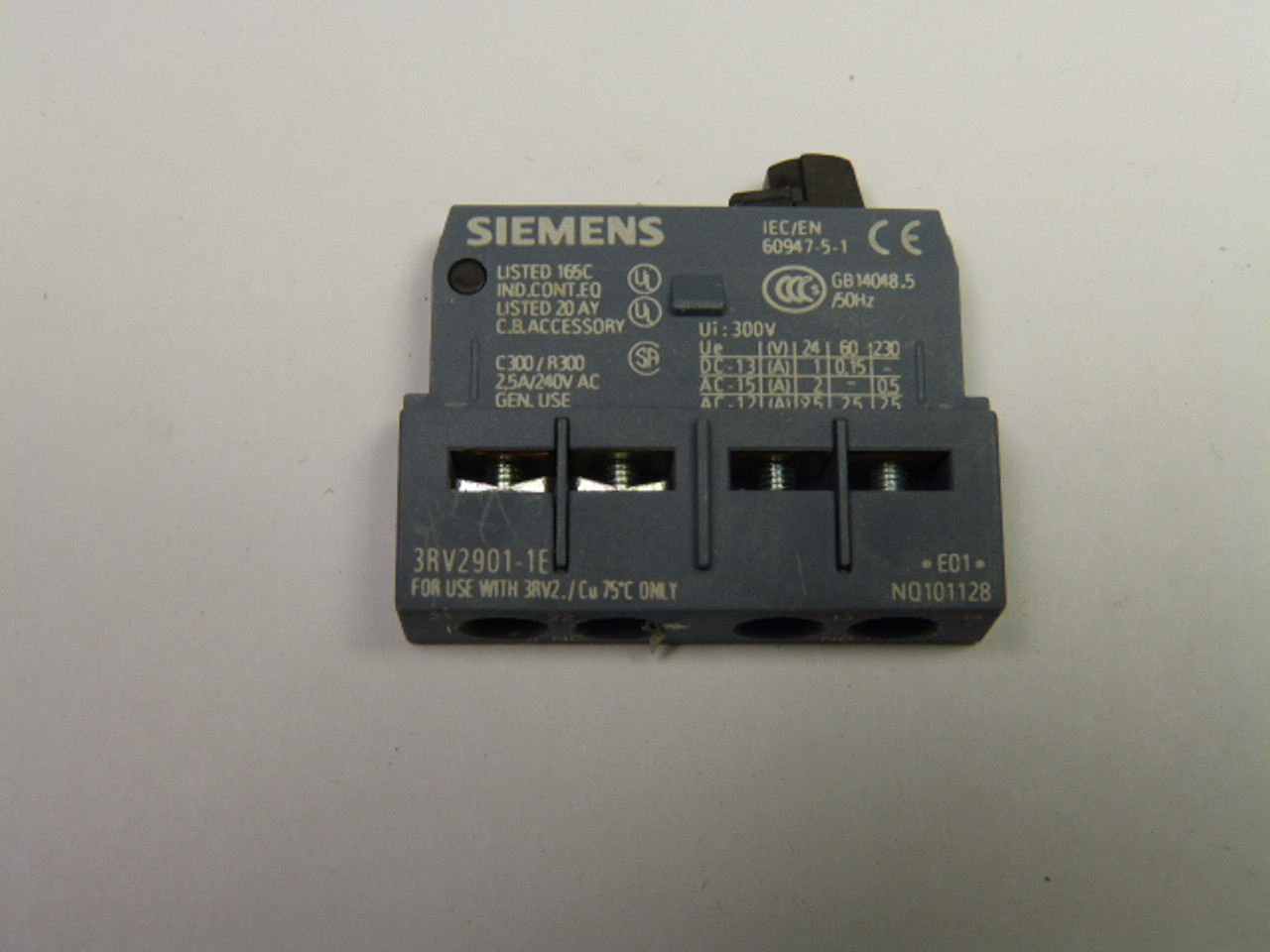 Siemens 3RV2901-1E Transverse Aux Switch 1No 1Nc USED