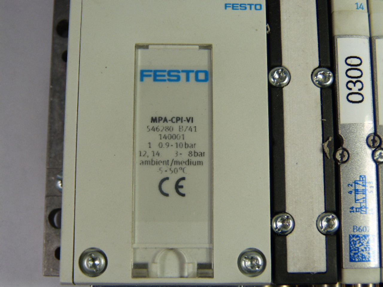 Festo MPA-CPI-VI/B602/AD02 Solenoid Valve Assembly W/ 4 B602 & 3 AD02 USED