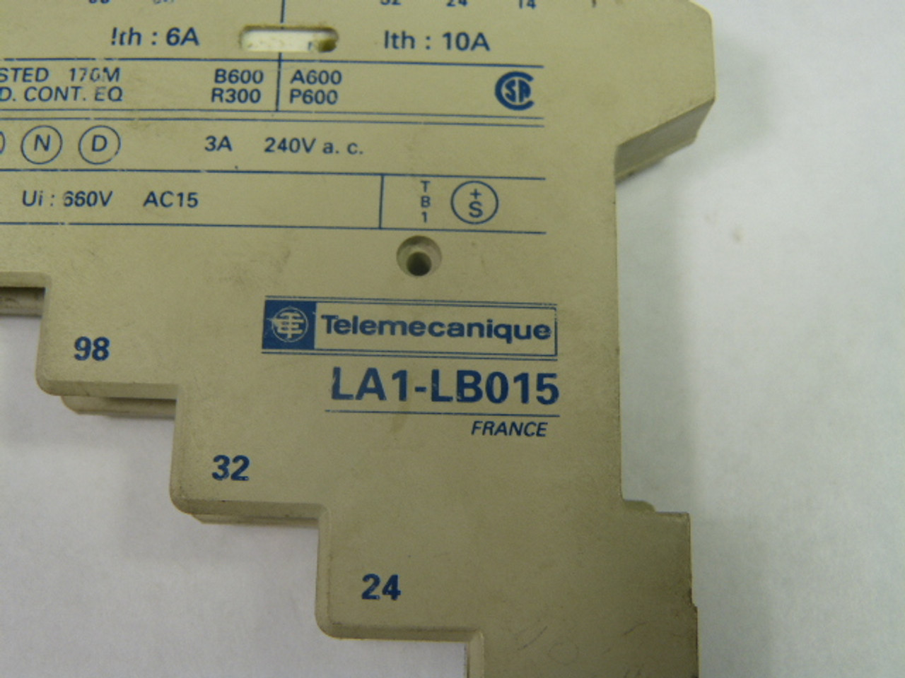 Telemecanique LA1-LB015 Auxiliary Contact 6 Amp USED