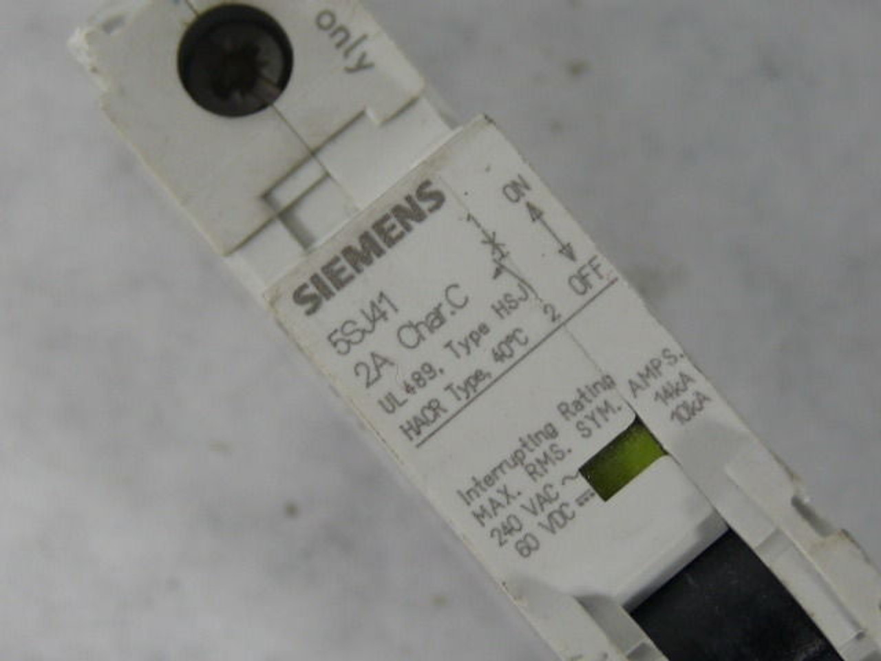 Siemens 5SJ4102-7HG40 Circuit Breaker 2A 1-Pole USED