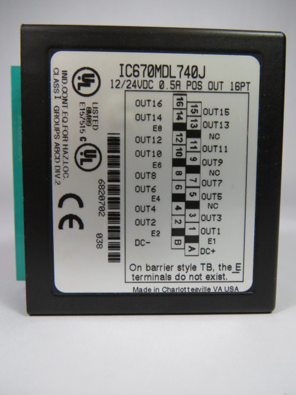 Fanuc IC670MDL740J Output Module .5 Amp 12/24 VDC USED