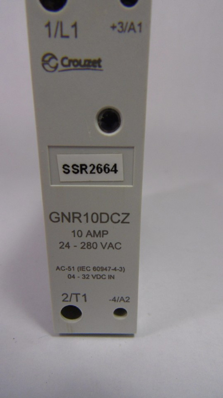 Crouzet GNR10DCZ Solid State Relay 24-280VAC 04-32VDC 10 Amp USED