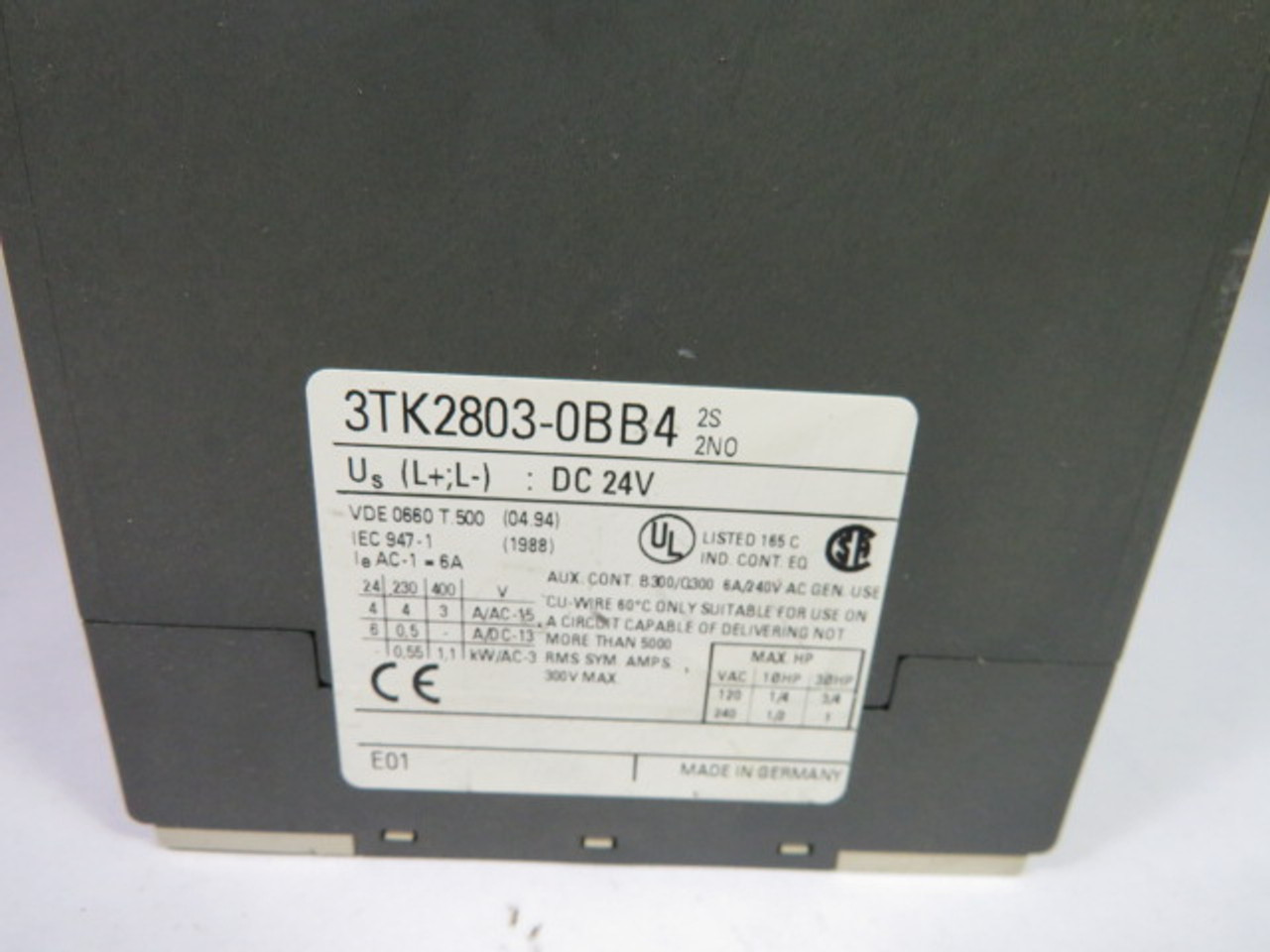 Siemens 3TK2-803-0BB4 Safety Contactor 2 No 24 VDC USED