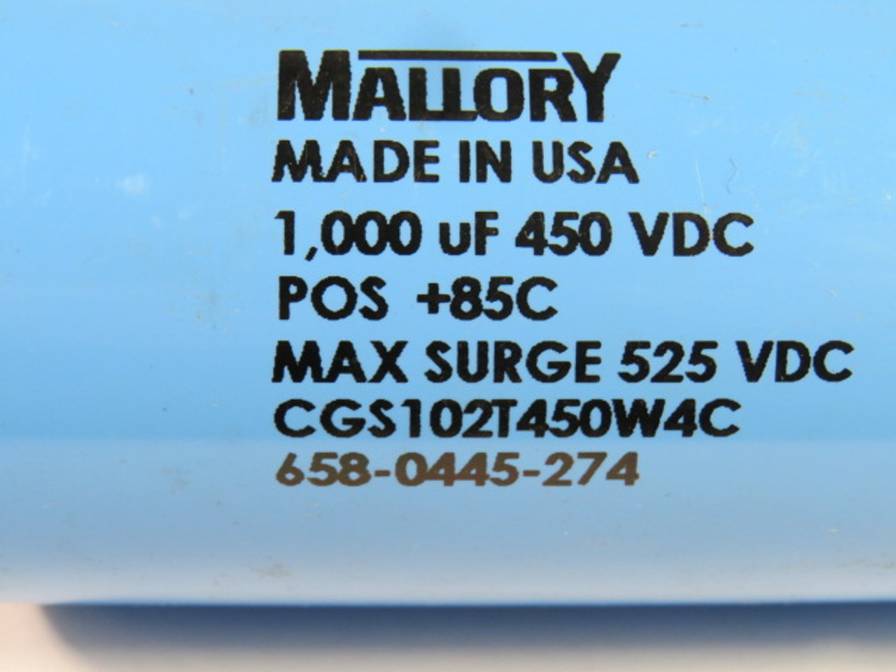 Mallory CGS102T450W4C 1000uF 450V Screw Capacitor USED