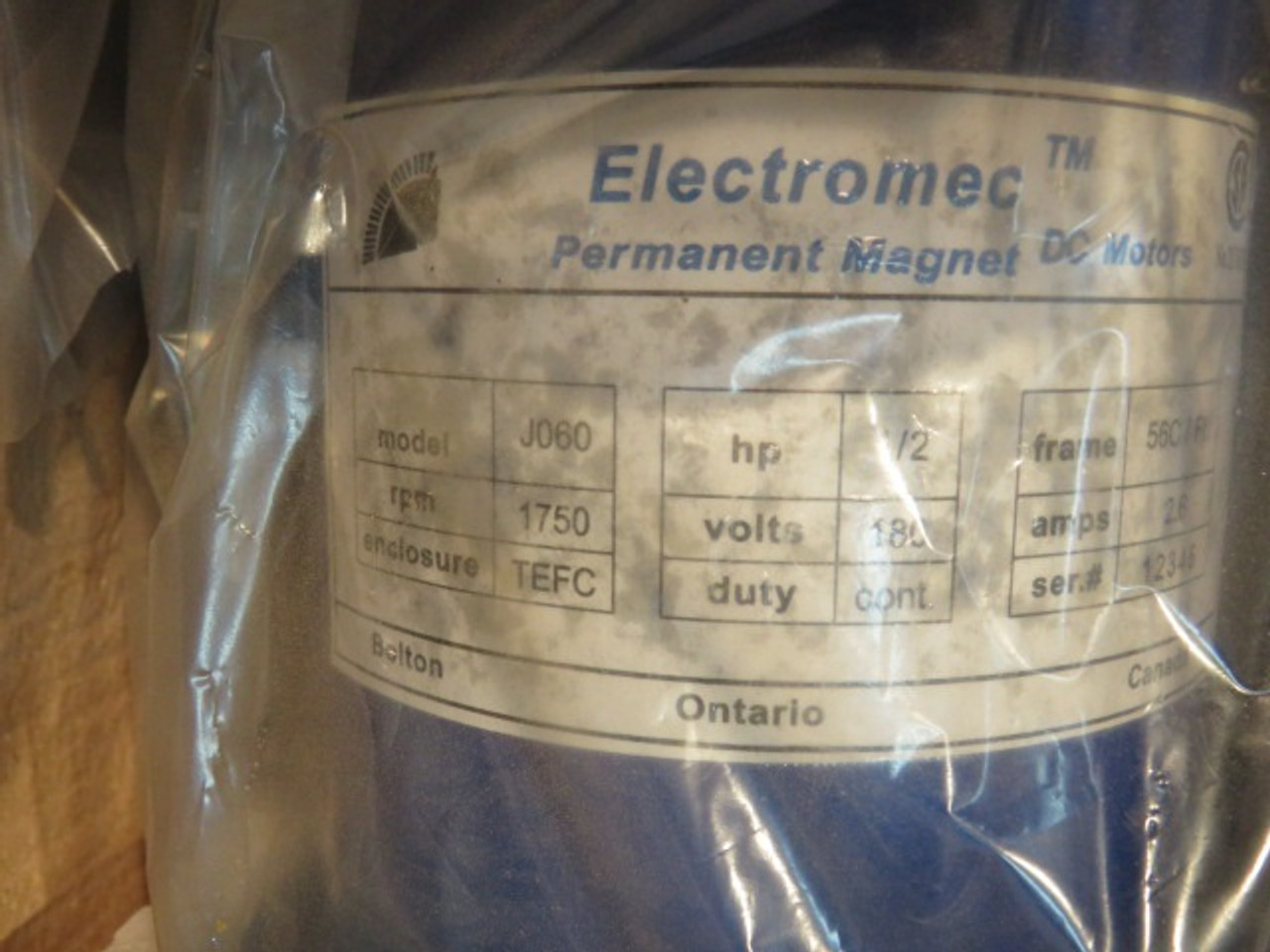 Electromec 1/2HP 1750RPM 180V 56C TEFC 2.6A ! NEW !