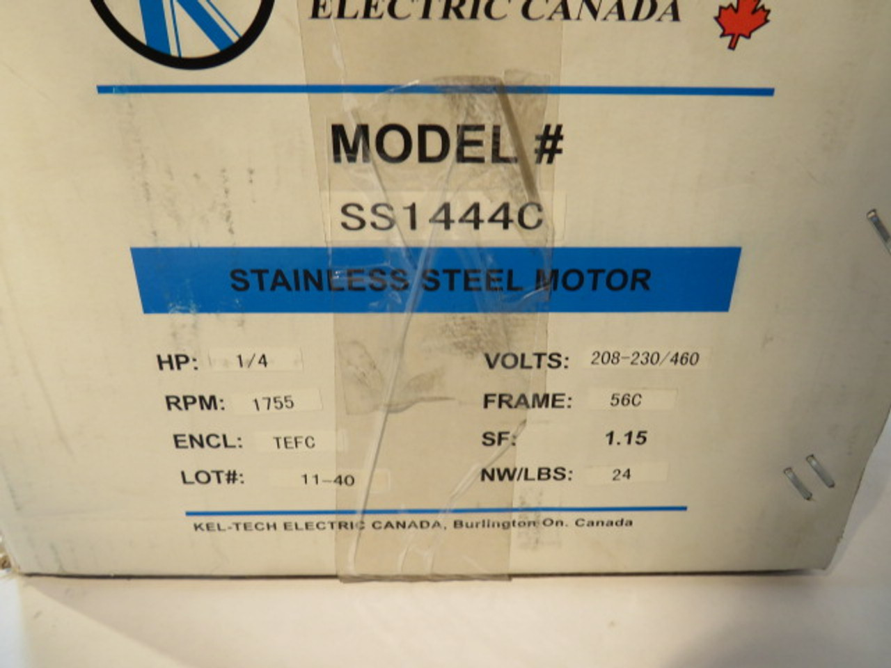 Kel-Tech 1/4HP 1755/1450RPM 208-230/480V 56C TEFC 3Ph ! NEW !