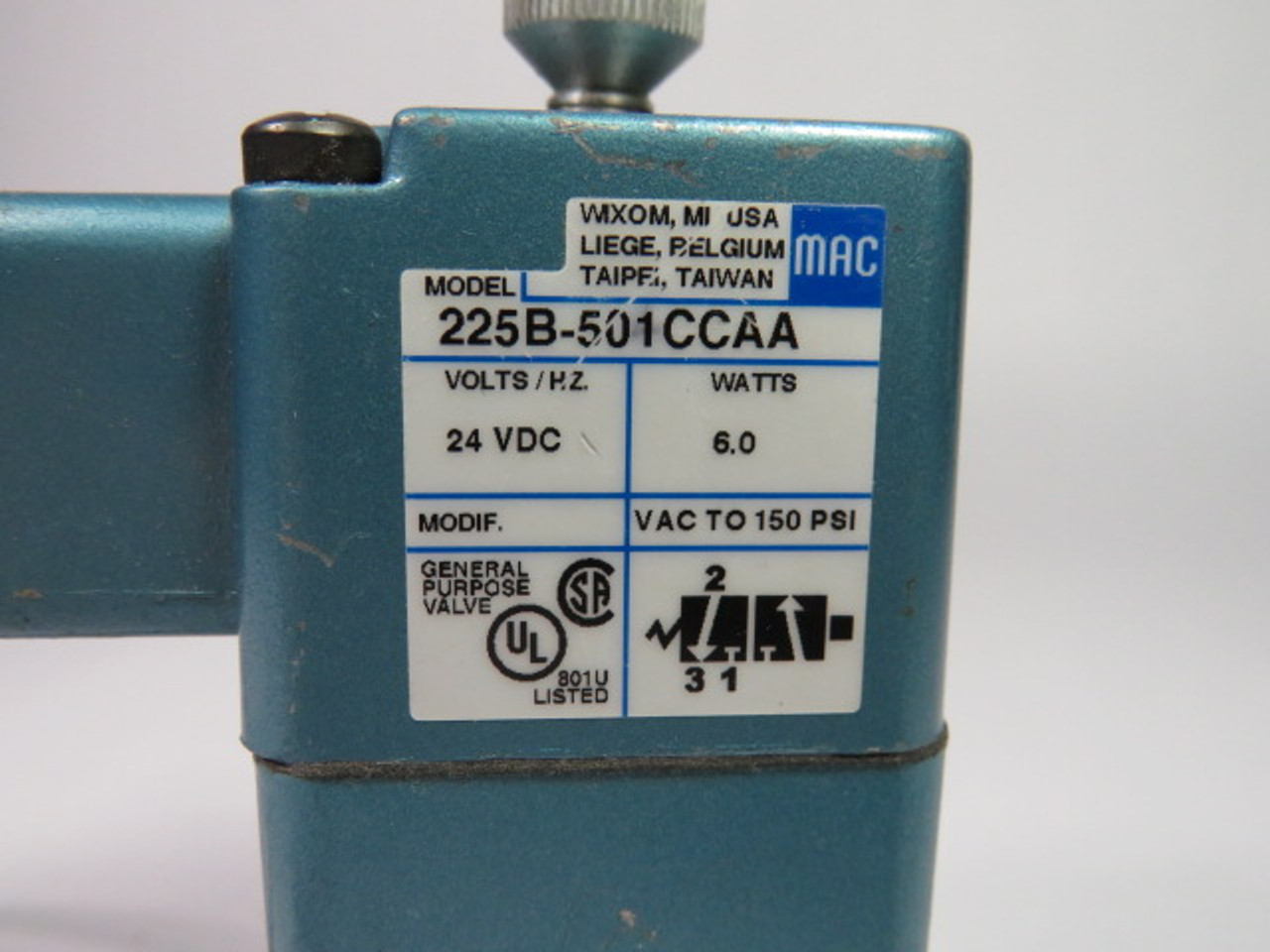 MAC 225B-501CCAA Solenoid Valve USED
