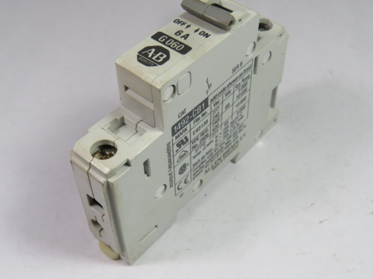 Allen-Bradley 1492-CB1-G060 Series B Circuit Breaker 6A 1-Pole USED