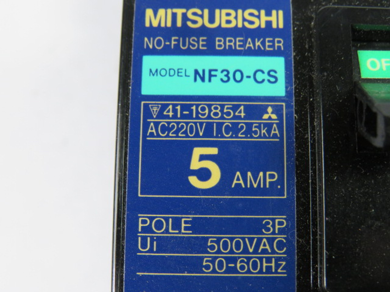 Mitsubishi NF30-CS-3P-5A Circuit Breaker 5A 3-Pole MISSING SCREWS USED