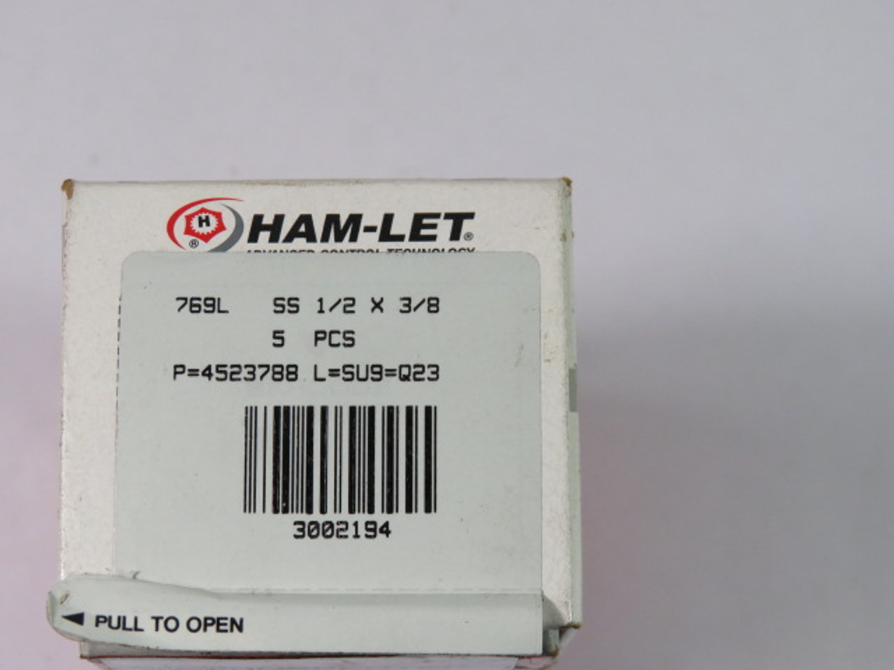 Ham-Let 769LSS1/2X3/8 Elbow Fitting Tube SS 1/2x3/8" 5-Pk ! NEW !