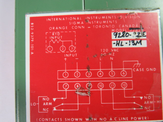 Sigma 9280-22E-HL-13M Panel Meter 20mADC 0-10.3m USED