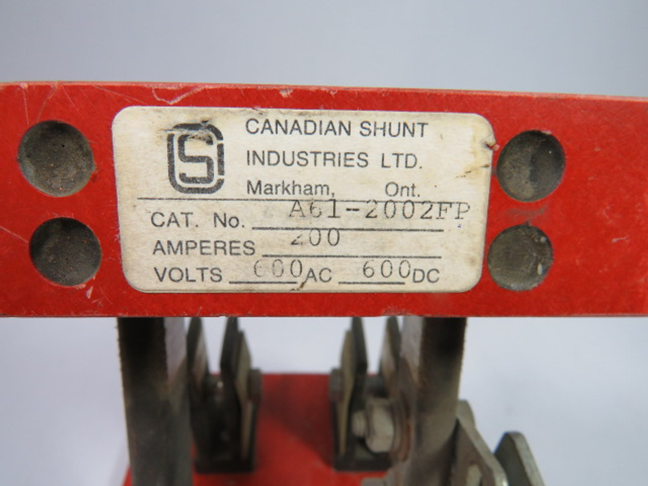Canadian Shunt A61-2002FP Heavy Duty Knife Switch 200A 600 Vac 600 Vdc USED