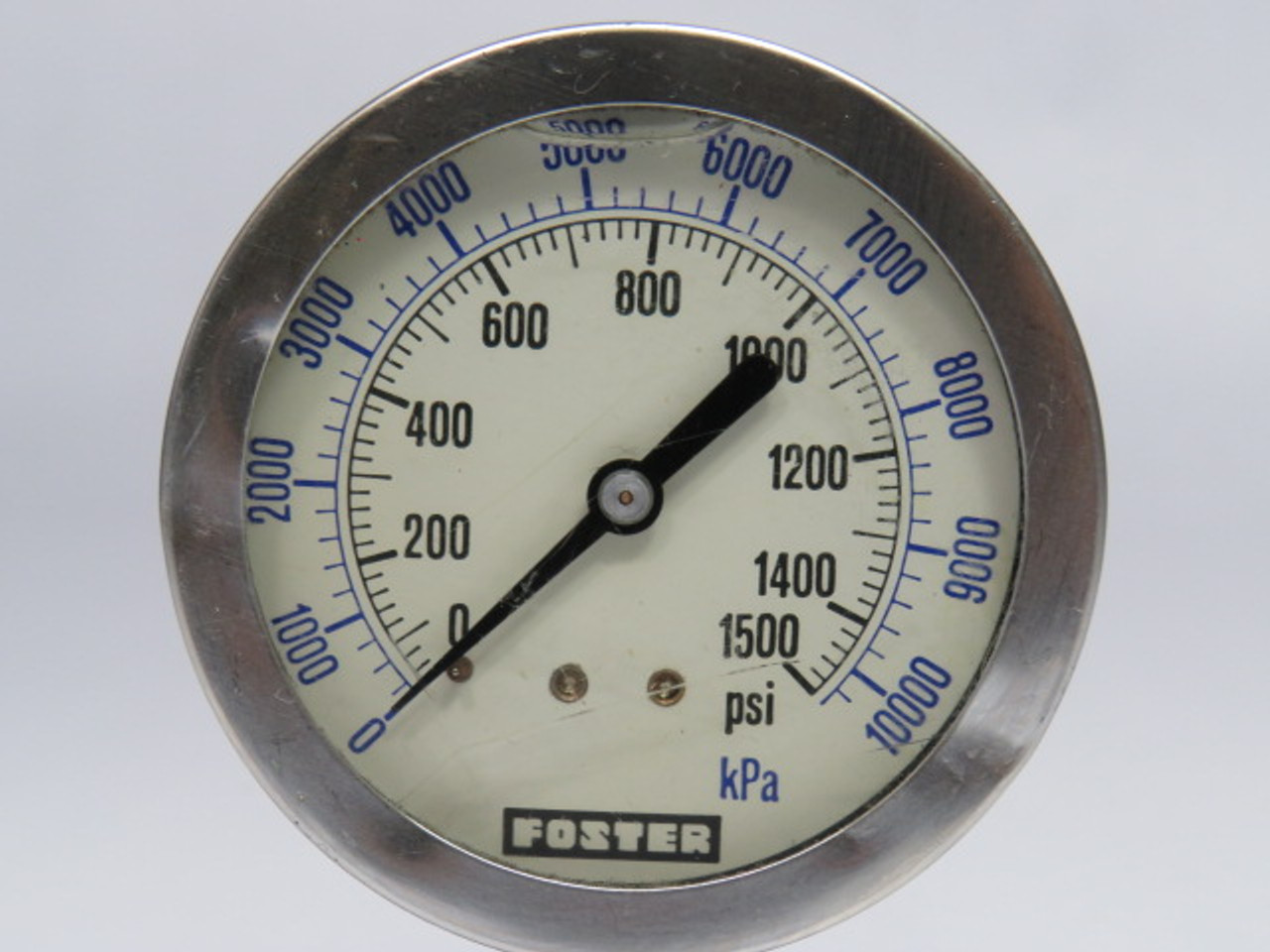 Foster 0-1500 Pressure Gauge 0-1500 PSI 0-10000 kPa USED