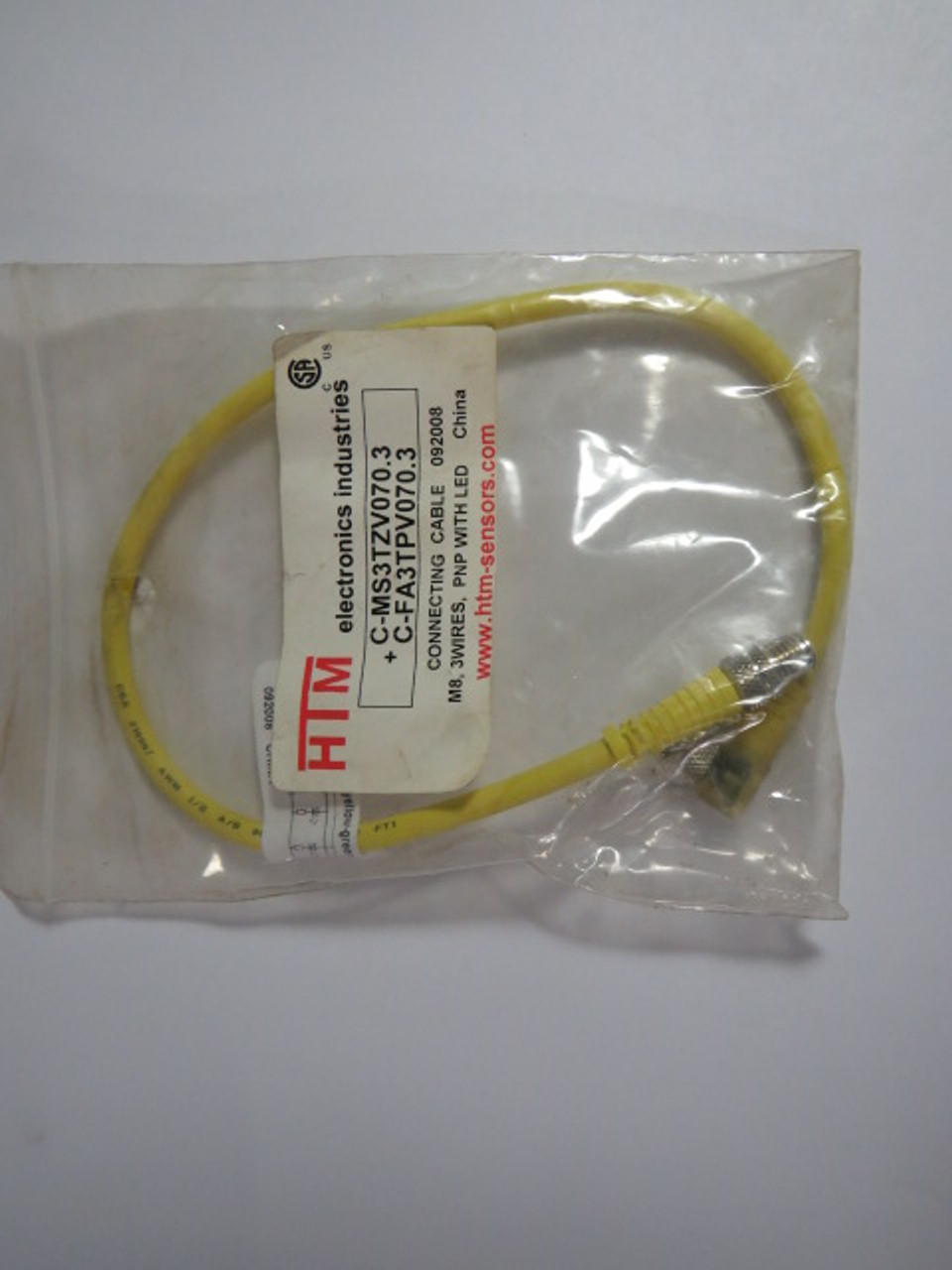 HTM CMS3TZV070.3+C-FA3TPV070.3 Connecting Cable M8 3 Wire NWB