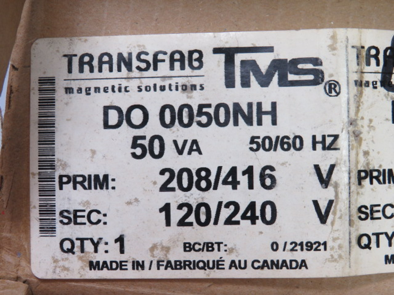 TMS DO-0050NH Transformer 50Va 208-416 / 120-240 Volt 50/60 HZ ! NEW !