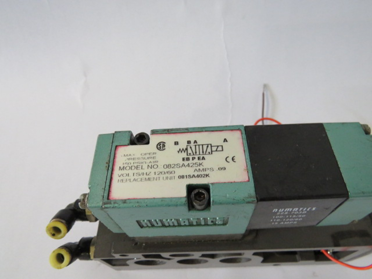 Numatics 082SA425K Solenoid Valve 120V .09A 150PSIG USED