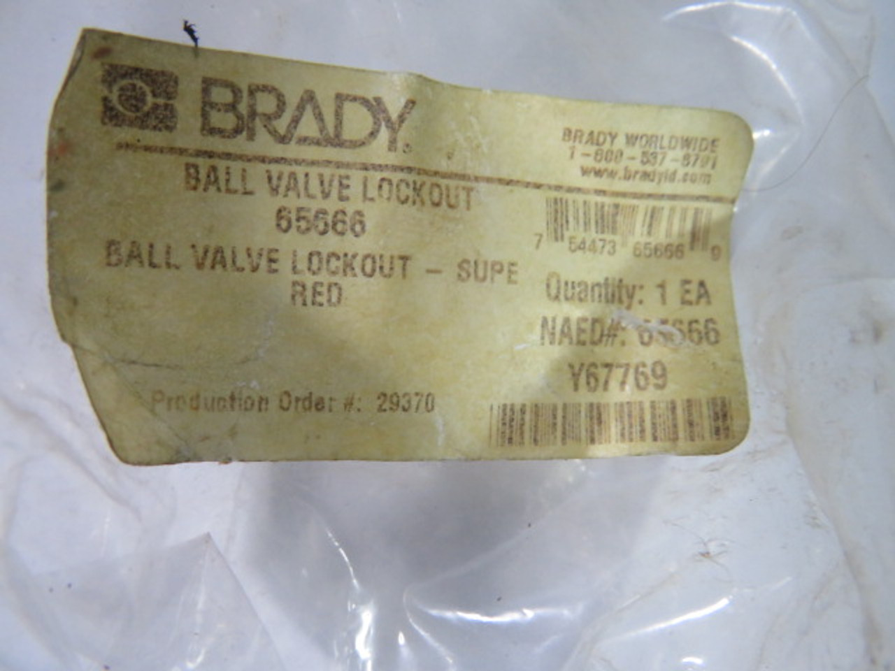 Brady 65666 Ball Valve Red Lockout ! NWB !