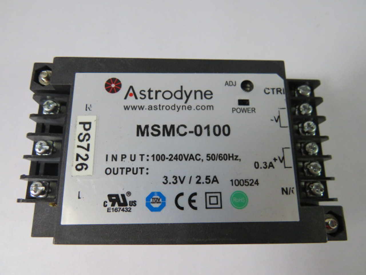 Astrodyne MSMC-0100 Medical Single Output Power Supply Out. 3.3V 2.5A USED