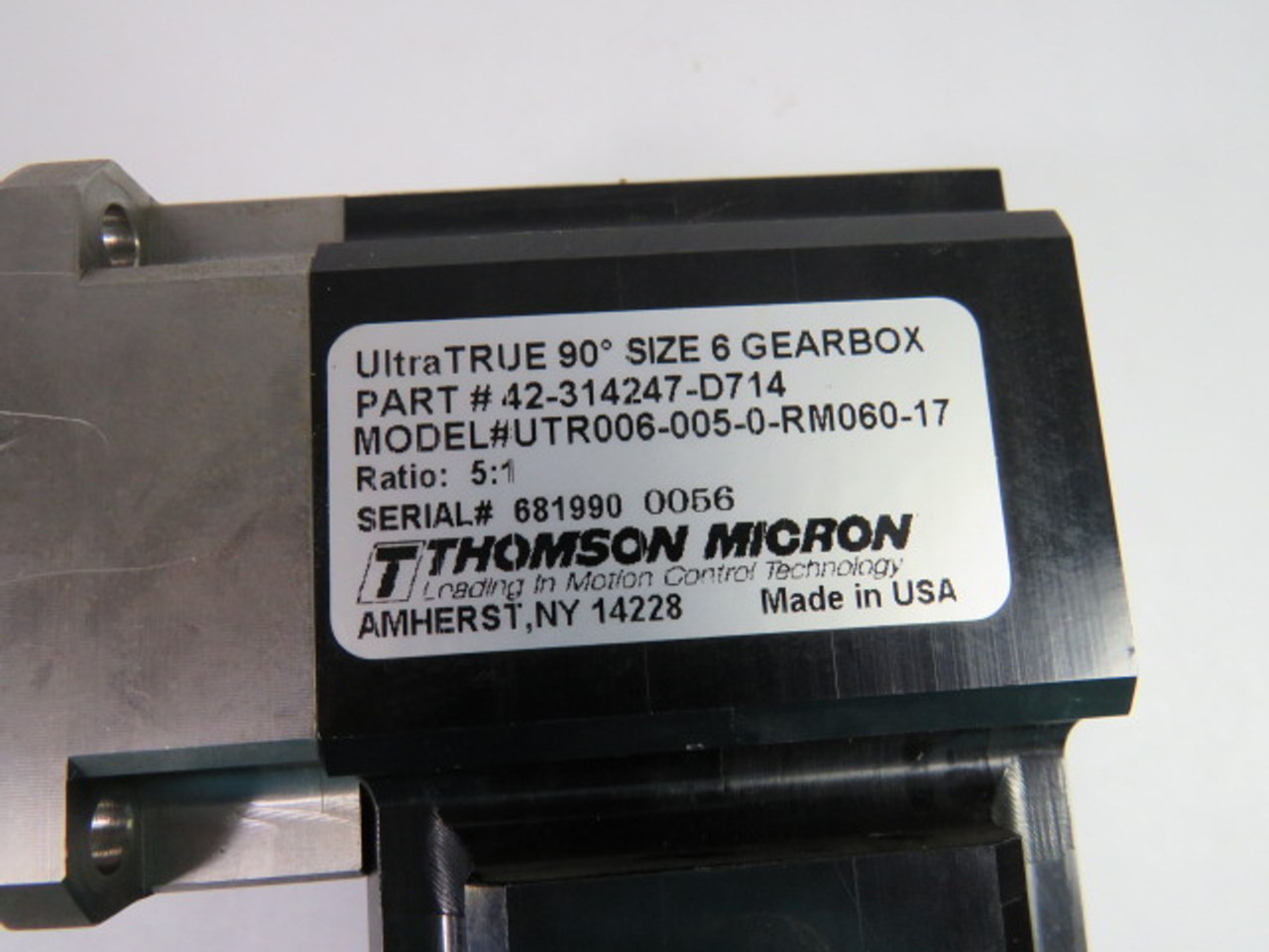 UltraTrue 42-314247-D714 90 Degree Head Size 6 Gearbox Motor 5-1 Ratio USED