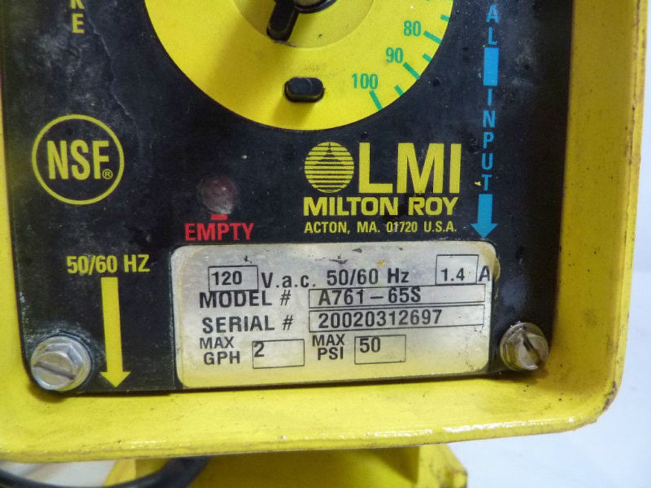 LMI A761-65S Electromagnetic Dosing Pump USED