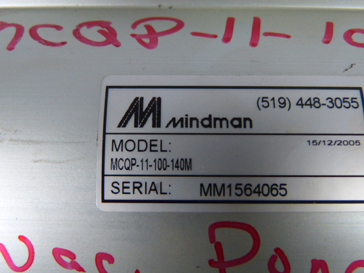 Mindman MCQP-11-100-140M Air Cylinder USED