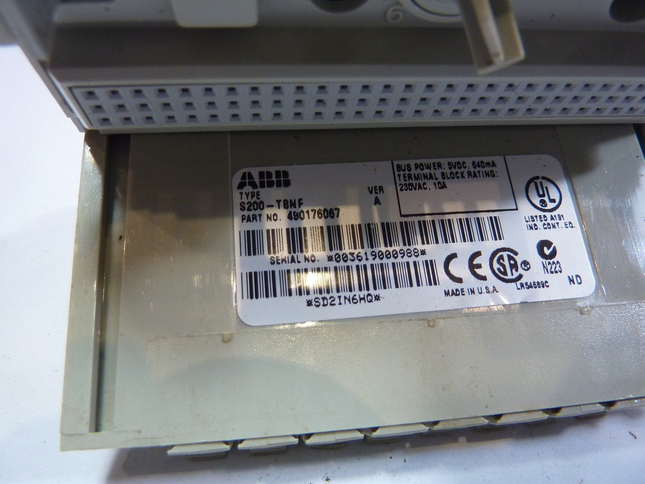 ABB S200-TBNF Fused PLC Module 24VDC/240VAC USED