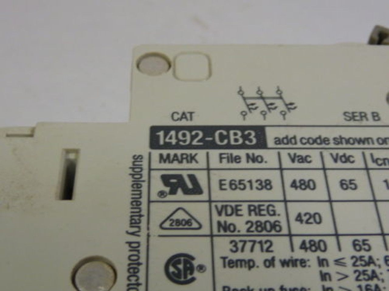 Allen-Bradley 1492-CB3-G100 10A Circuit Breaker USED