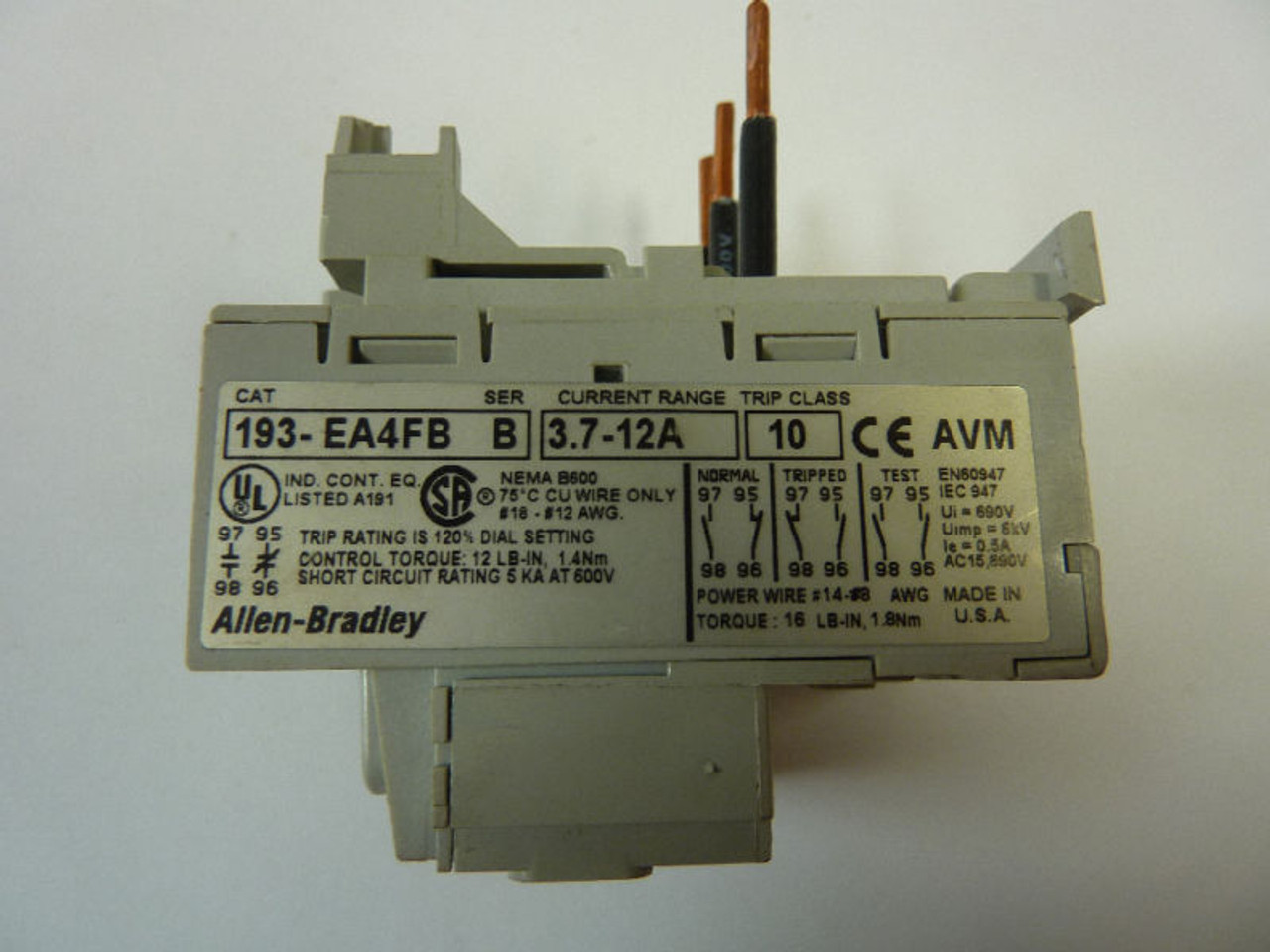 Allen-Bradley 193-ES4AB Overload Relay 2-7A USED