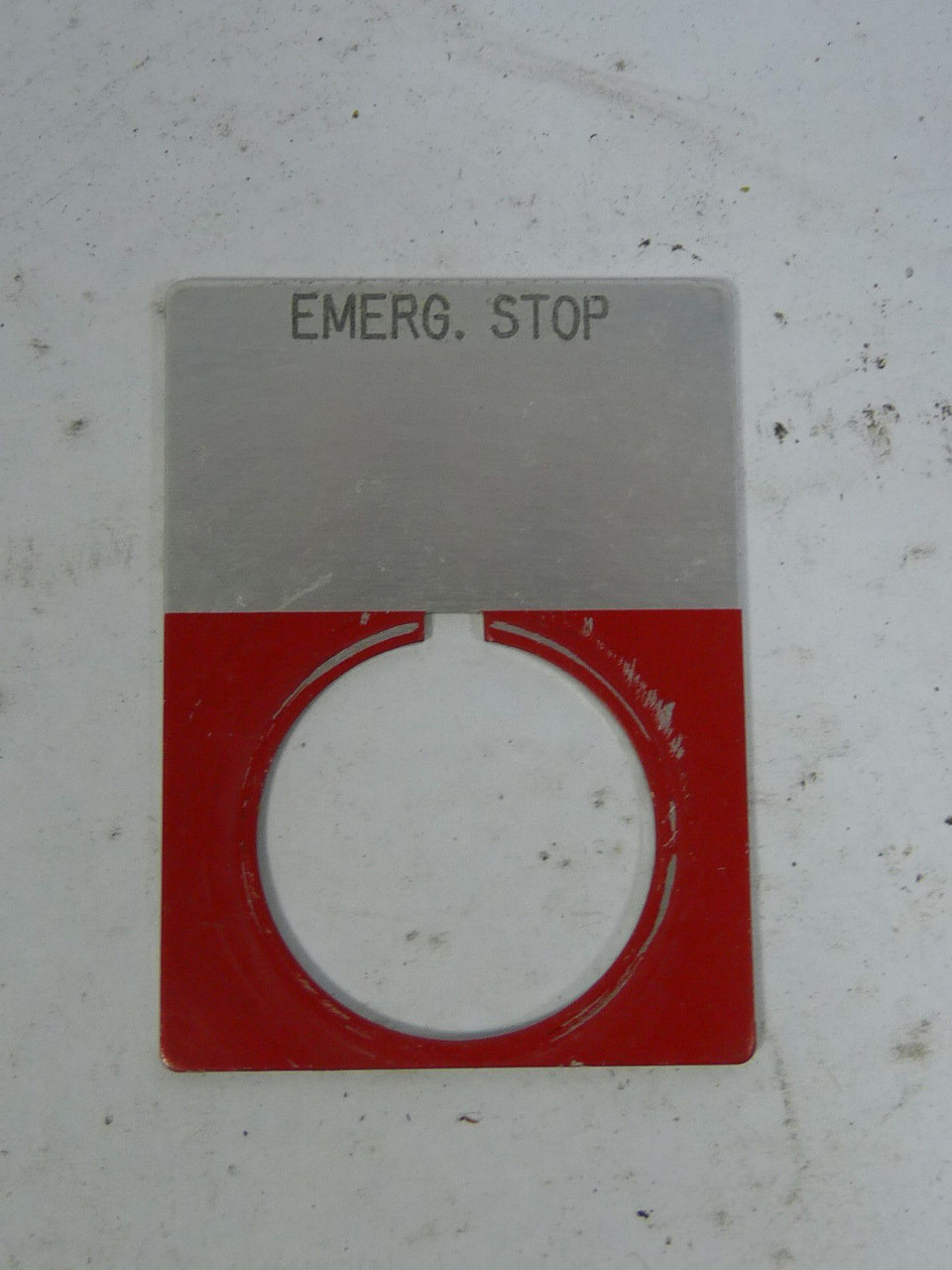 Allen-Bradley 800T-X504J Legend Plate Jumbo EMERG. STOP Red Aluminum USED