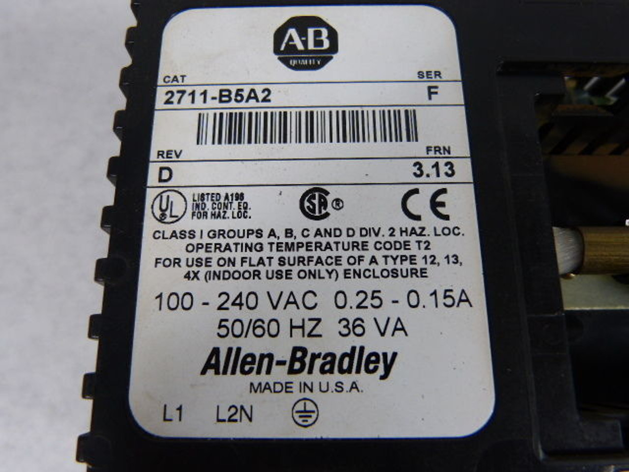 Allen-Bradley 2711-B5A2 Monochrome Touchpad Display 5.5" *Parts Only* ! AS IS !