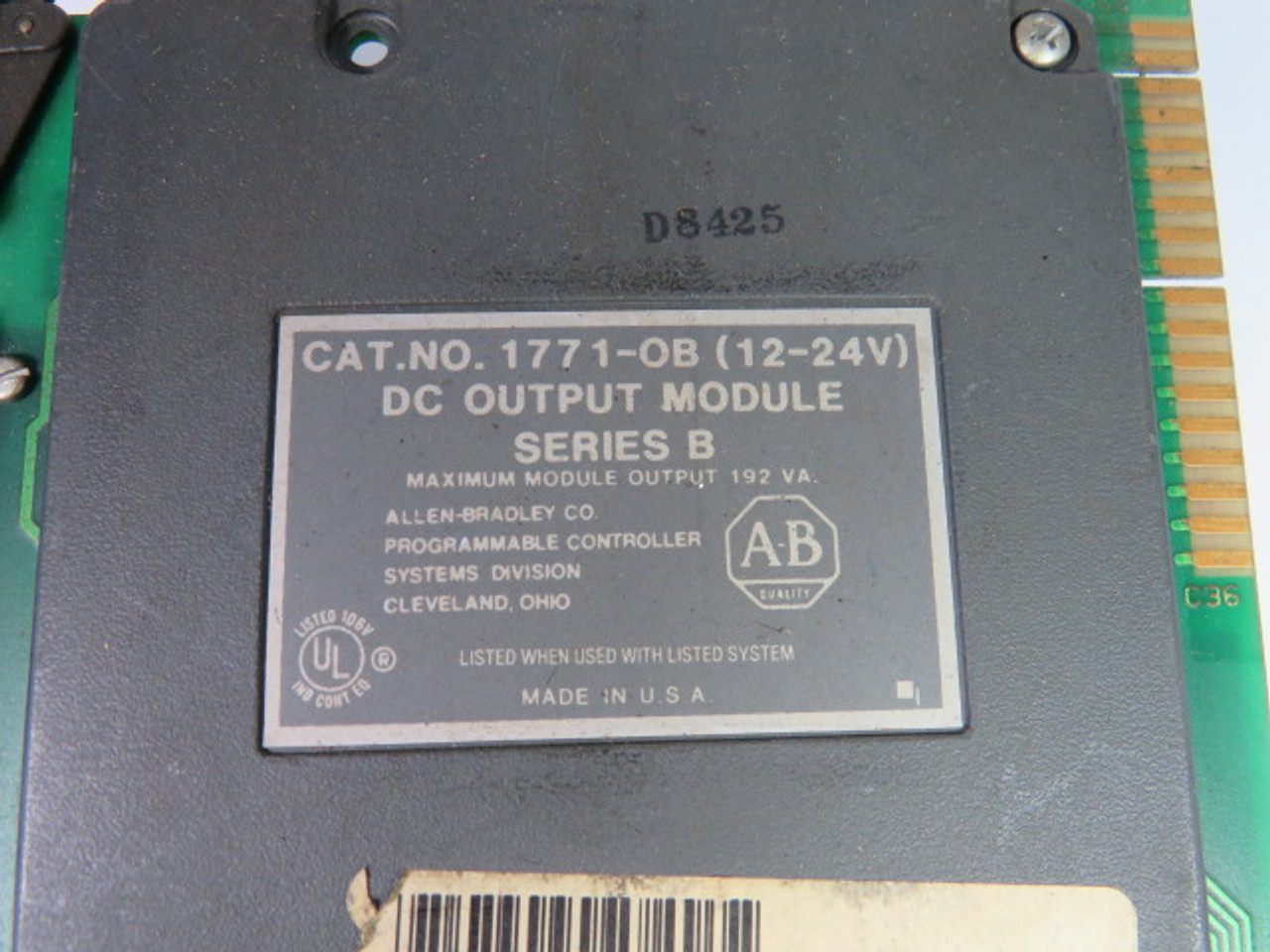 Allen-Bradley 1771-OB Output Module 12-24VDC 8-Pt 192VA Series B USED