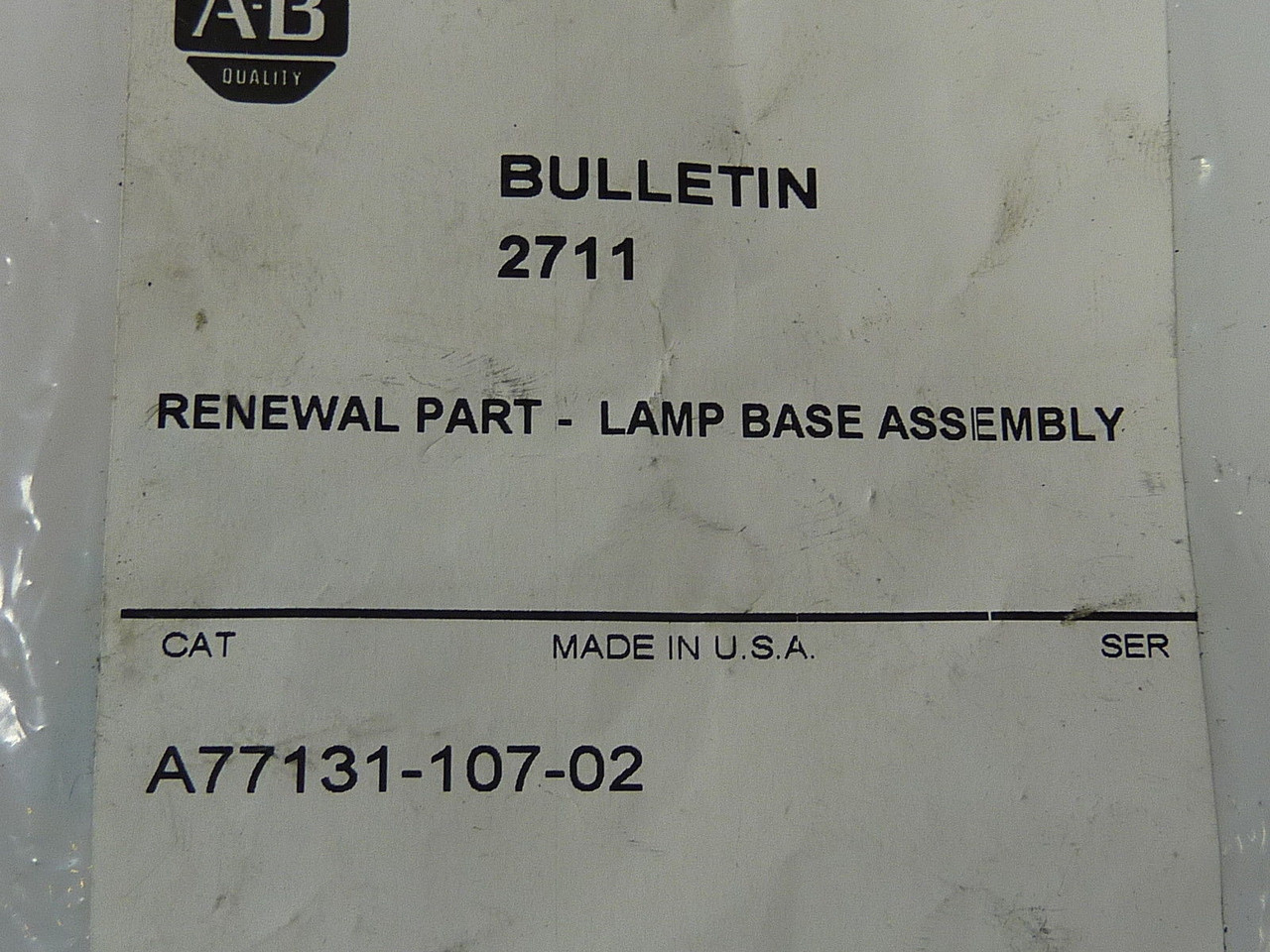 Allen-Bradley A77131-107-02 Lamp Base Assembly ! NEW !