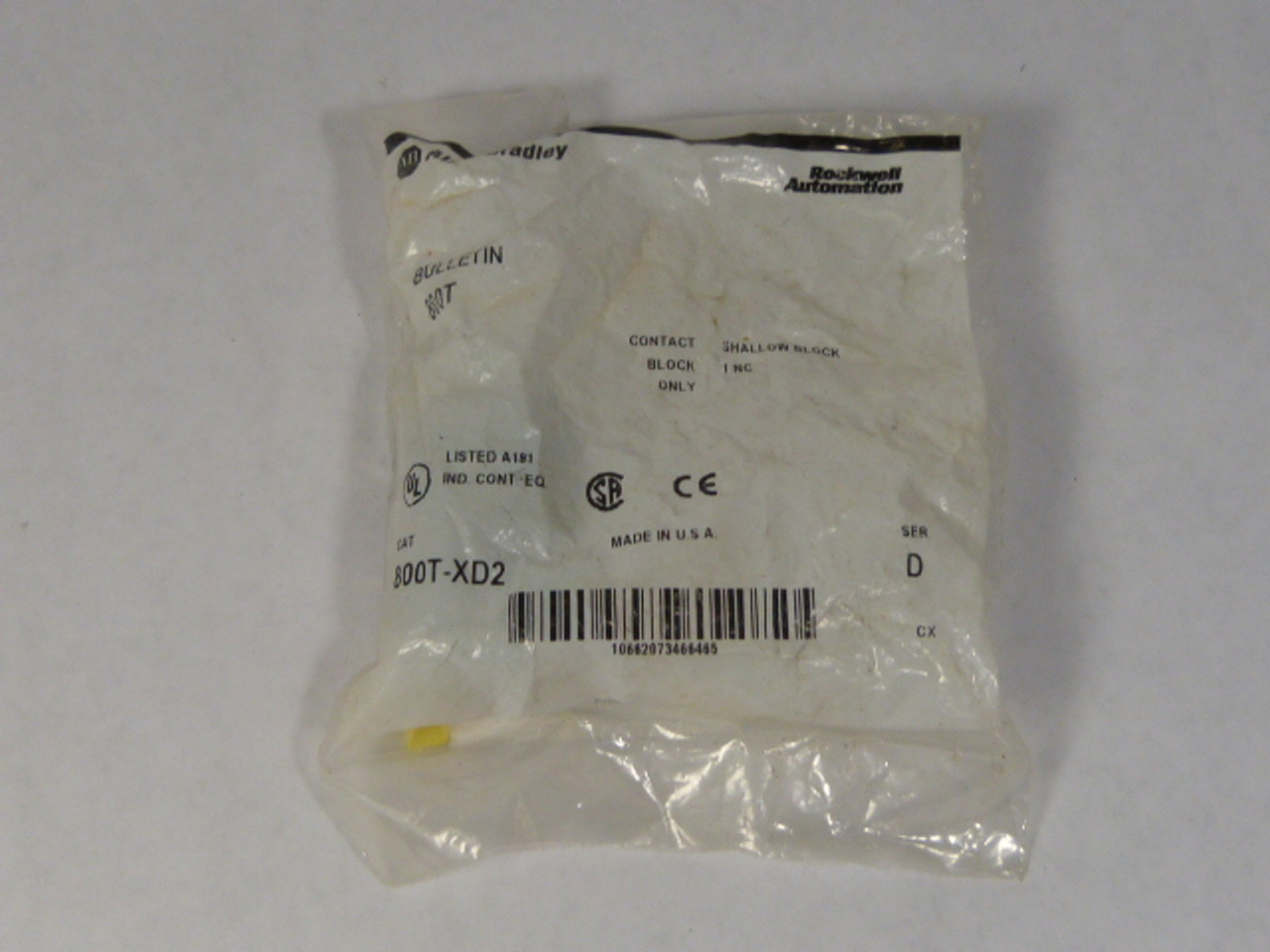 Allen-Bradley 800T-XD2 Shallow Contact Block 1NC SERIES D ! NWB !