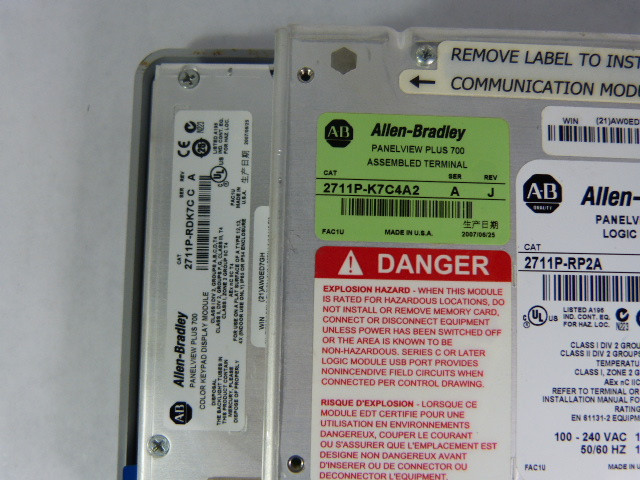 Allen-Bradley 2711P-K7C4A2 PV Plus 700 Keypad, Entet, AC PS, EXT Mem USED