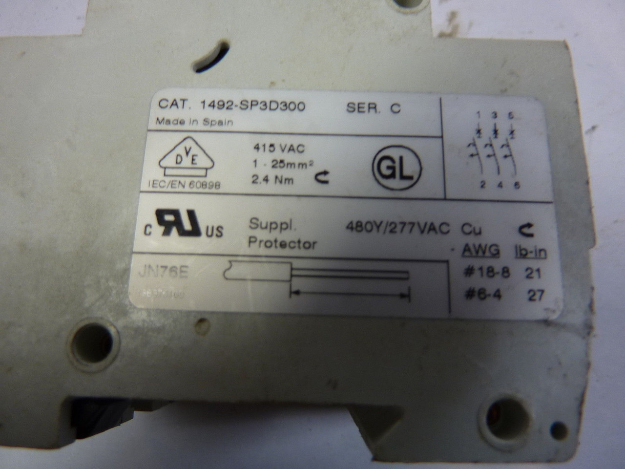 Allen-Bradley 1492-SP3D300 Circuit Breaker 30 Amp USED