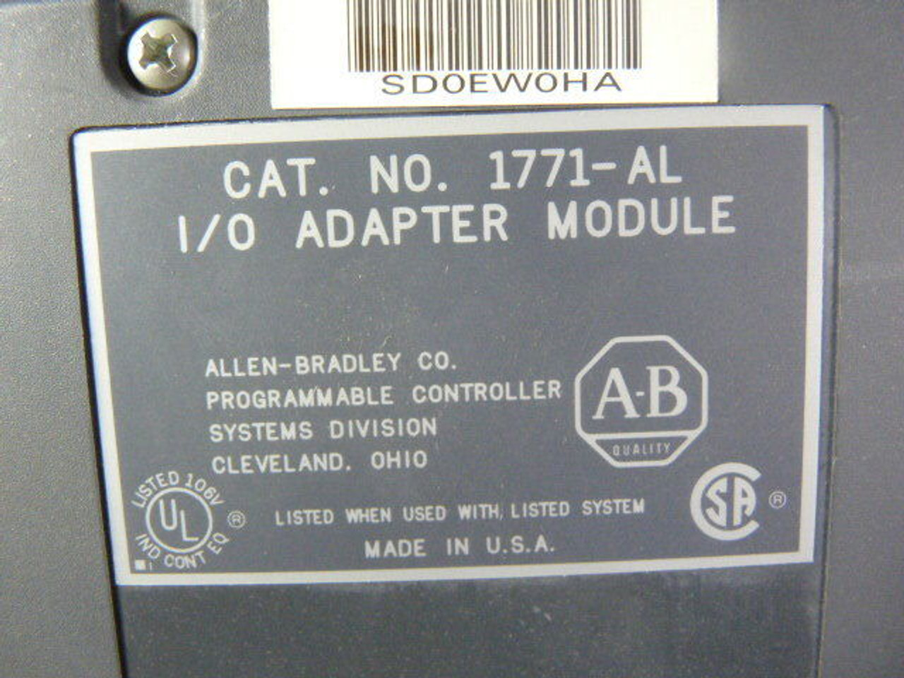 Allen-Bradley 1771-AL I/O PLC-2 Adapter Module USED