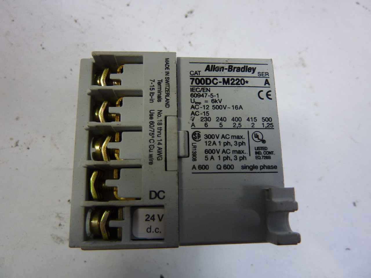 Allen-Bradley 700DC-M220D24 Relay 16 Amp 24VDC 6kV USED