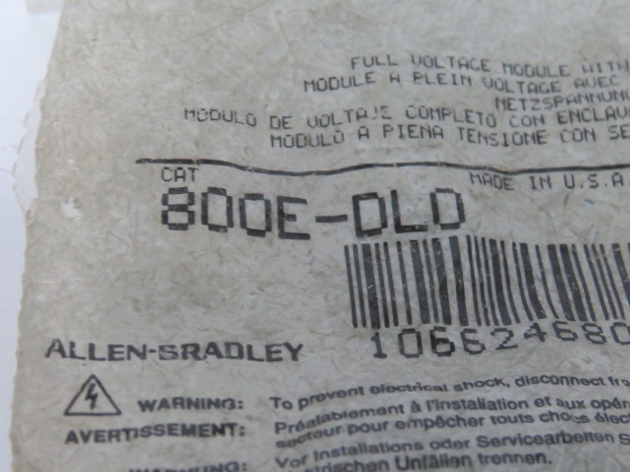 Allen-Bradley 800E-DL0 Full Voltage Module with Latch ! NWB !