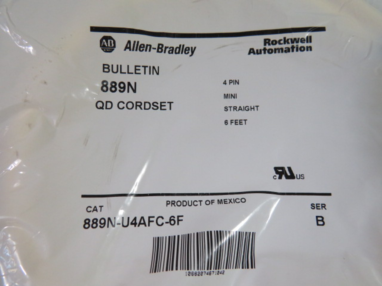 Allen-Bradley 889N-U4AFC-6F 4P QD Cordset 6' 600V 10A ! NEW !