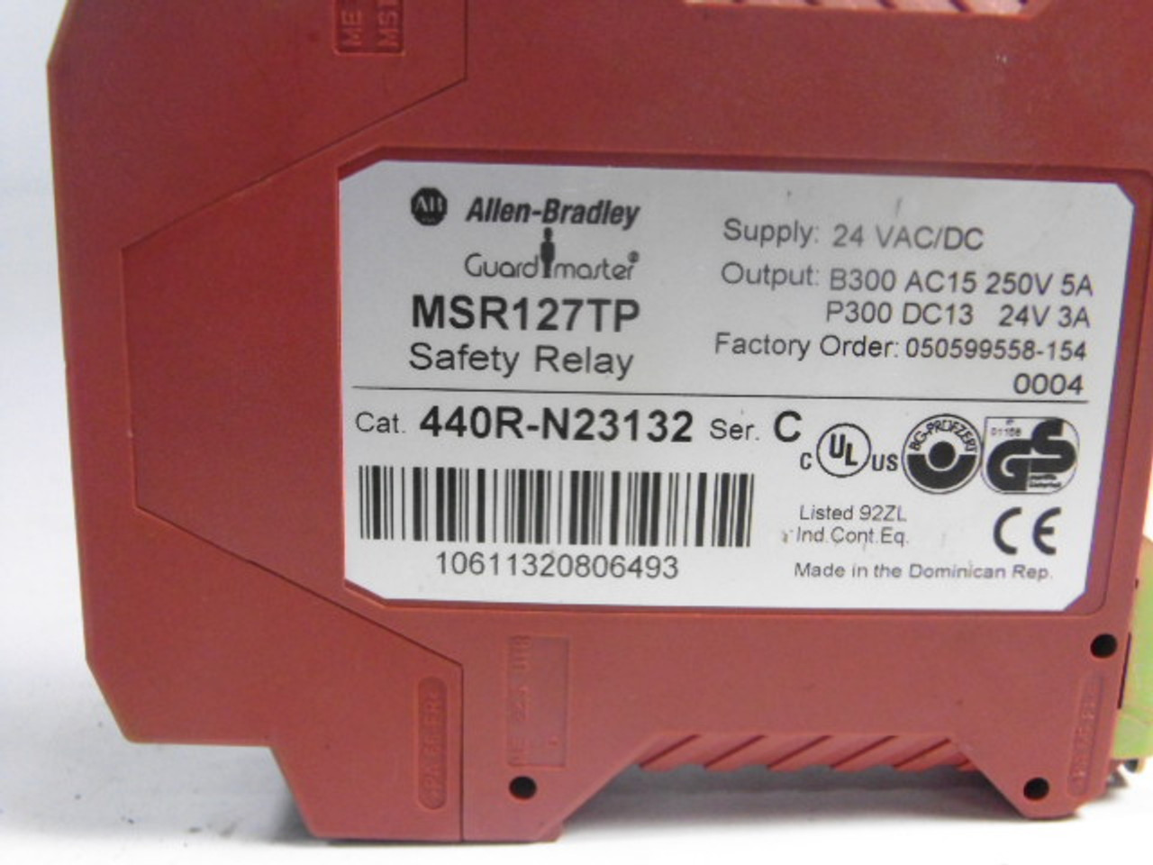 Allen-Bradley 440R-N23132 Series C Monitoring Safety Relay 24VAC/DC USED