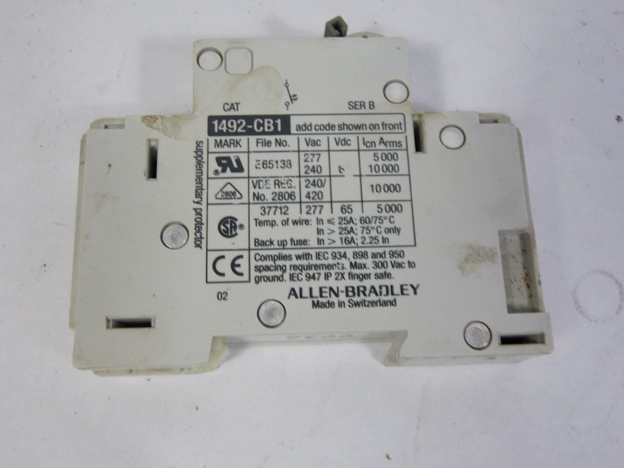 Allen-Bradley 1492-CB1G050 Series B 5A 1P Circuit Breaker USED