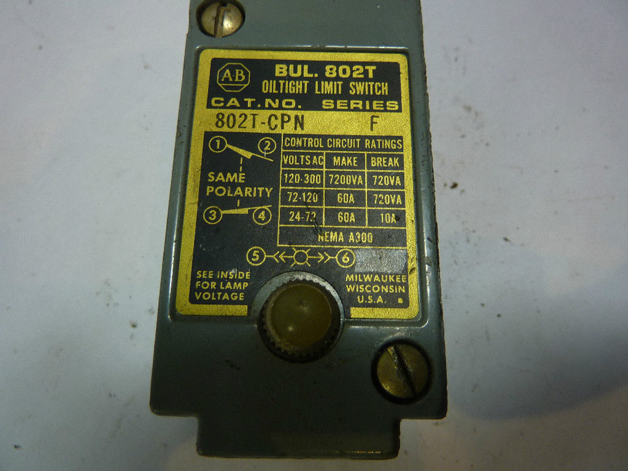 Allen-Bradley 802T-CPN Limit Switch 120V USED