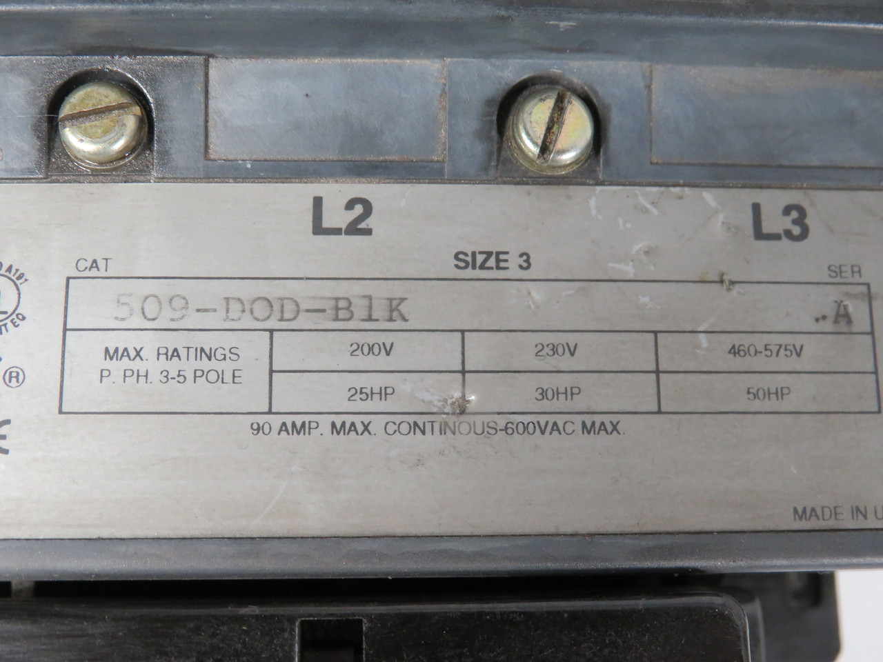 Allen-Bradley 509-DOD-B1K Non-Reversing Starter 115-120V SHELF WEAR USED