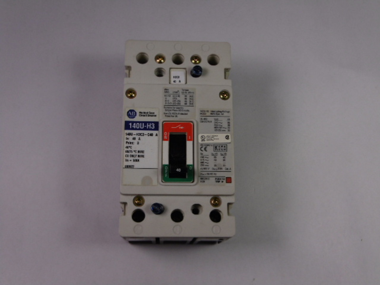 Allen-Bradley 140U-H3C3-C40A Molded Case Circuit Breaker 35KA/480V 40A USED