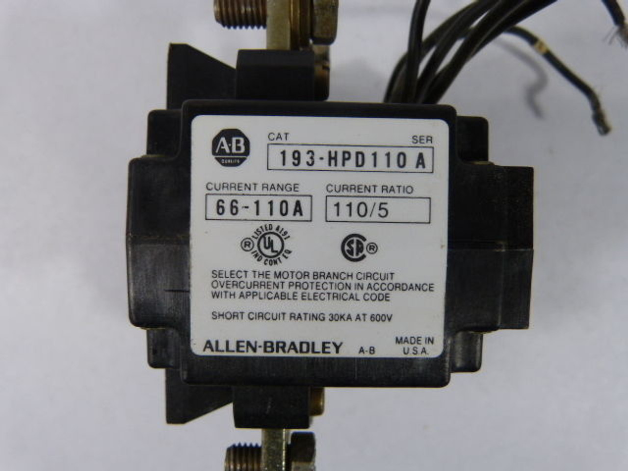 Allen-Bradley 193-HPD110 Overload Relay 66-110amp USED